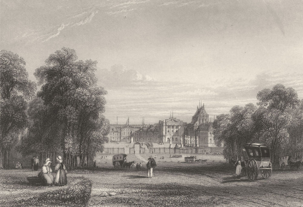 YVELINES. Palace of Versailles from the Paris Avenue 1839 old antique print